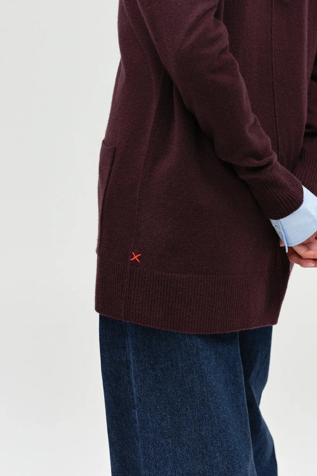 Aubergine Wool-Cashmere Long Cardigan image 4