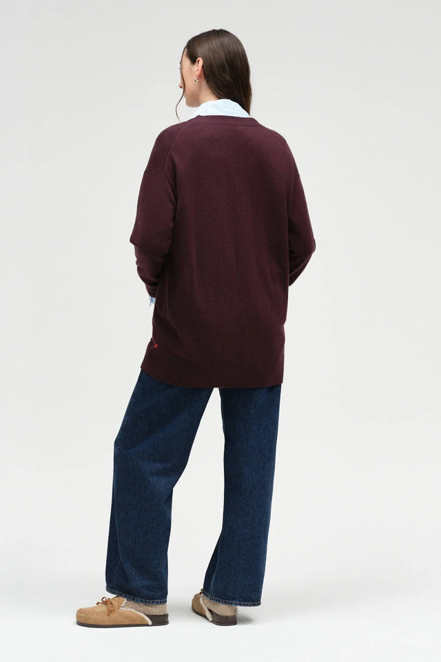 Aubergine Wool-Cashmere Long Cardigan image 3