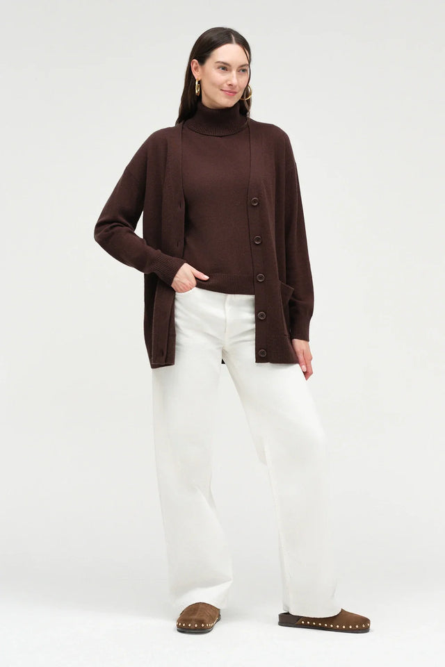 Chocolate Wool-Cashmere Long Cardigan image 2