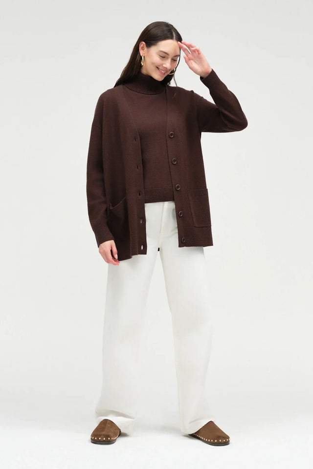 Chocolate Wool-Cashmere Long Cardigan image 5