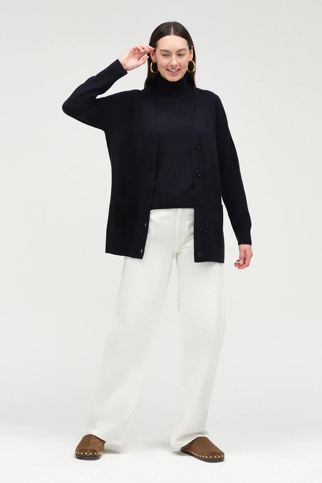 Navy Wool-Cashmere Long Cardigan image 5