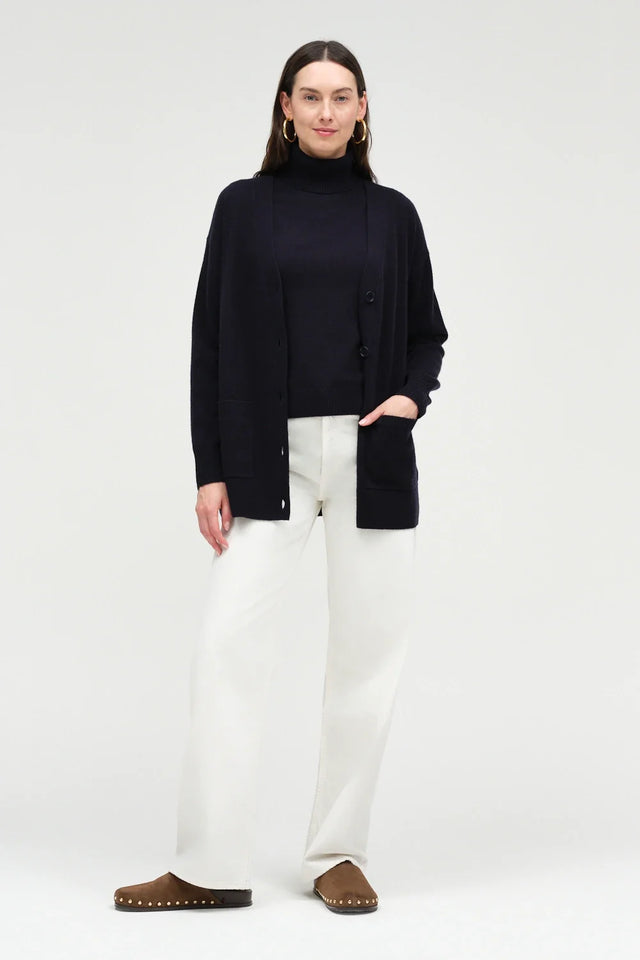 Navy Wool-Cashmere Long Cardigan image 2