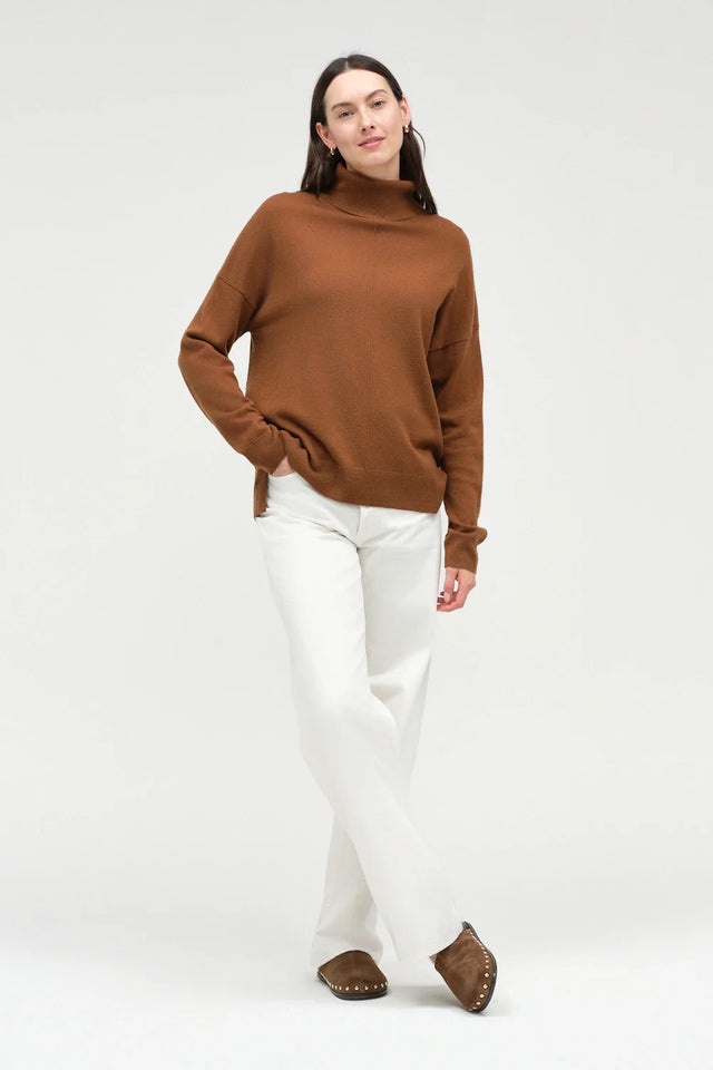 Toffee Wool-Cashmere Relaxed Rollneck Sweater image 2