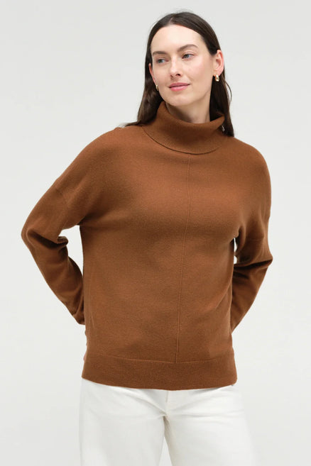 Toffee Wool-Cashmere Relaxed Rollneck Sweater