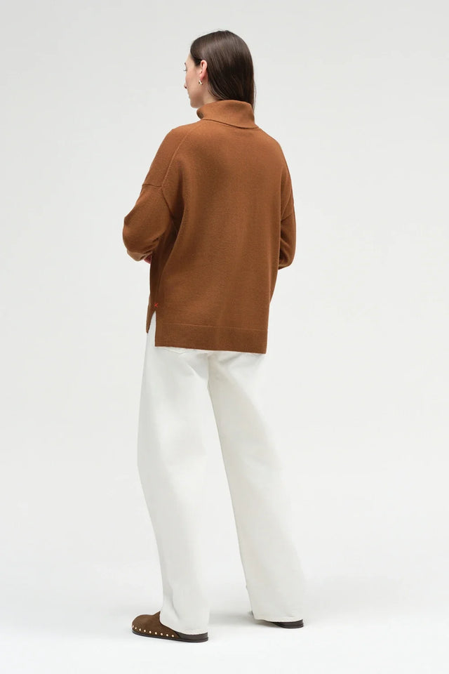 Toffee Wool-Cashmere Relaxed Rollneck Sweater image 3