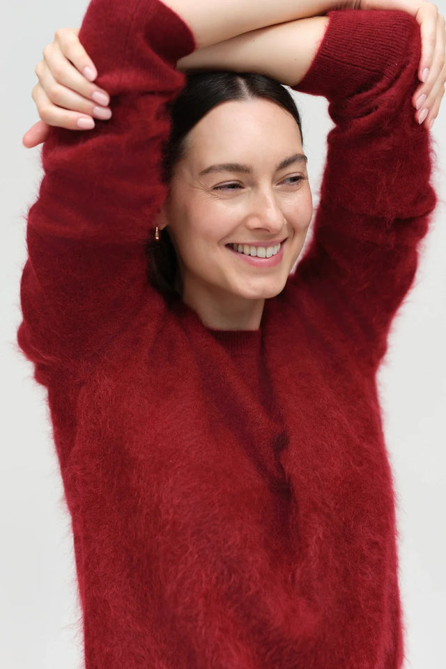 Cherry Brushed Cashmere Crew Neck Sweater image 3