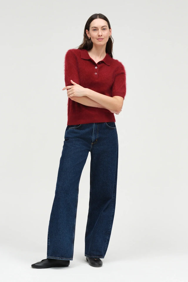Cherry Brushed Cashmere Polo Tee image 2