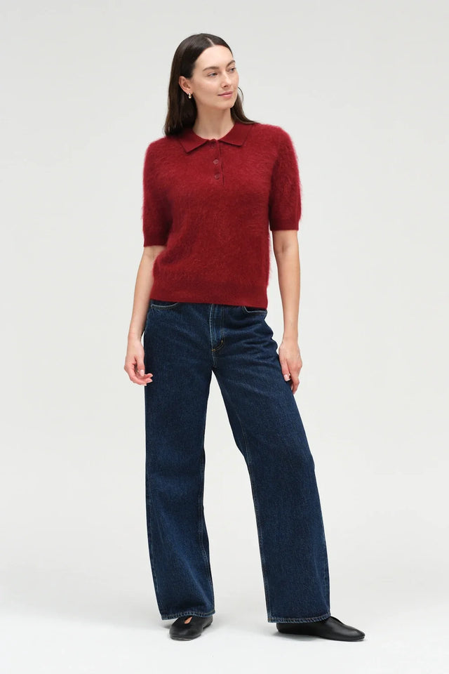 Cherry Brushed Cashmere Polo Tee image 5