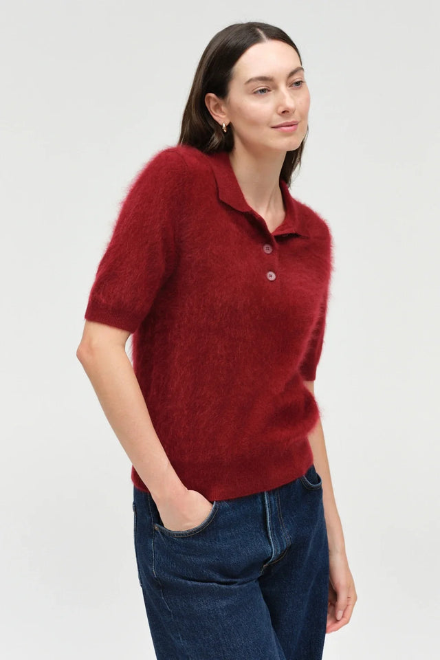 Cherry Brushed Cashmere Polo Tee image 6