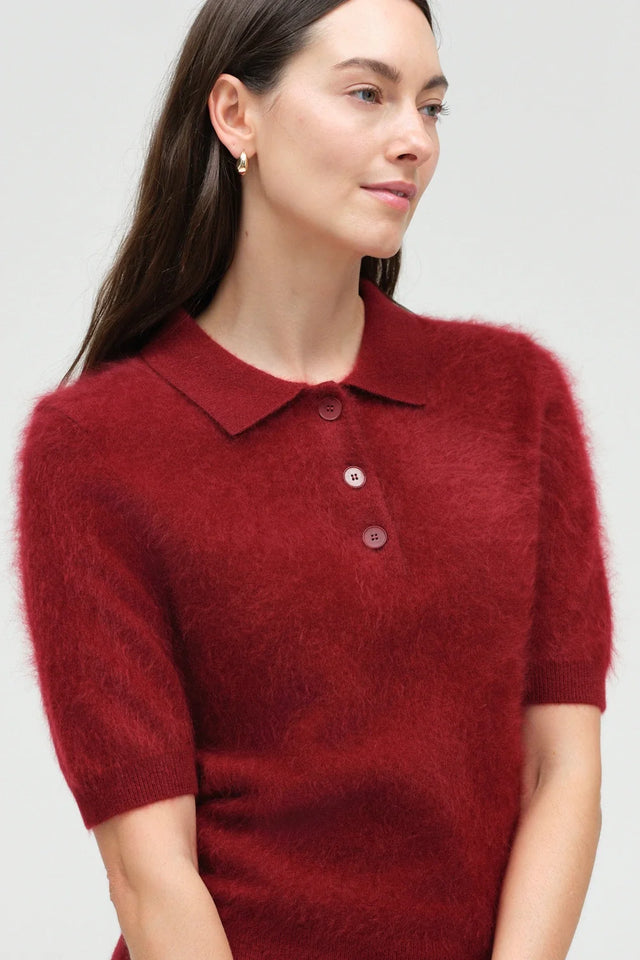 Cherry Brushed Cashmere Polo Tee image 3