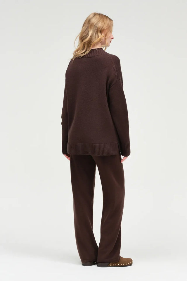 Chocolate Wool-Cashmere Pop Pocket Sweater image 4