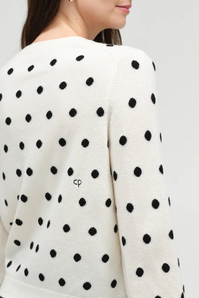 Cream Wool-Cashmere Polka Dot Sweater image 6
