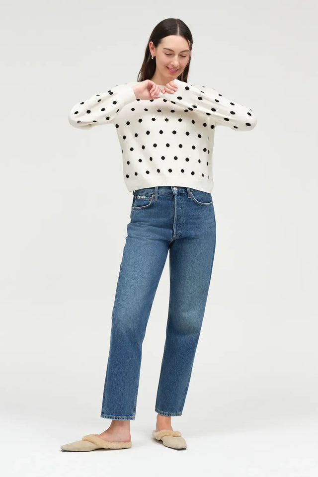 Cream Wool-Cashmere Polka Dot Sweater image 4