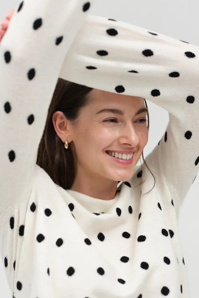 Cream Wool-Cashmere Polka Dot Sweater image 5