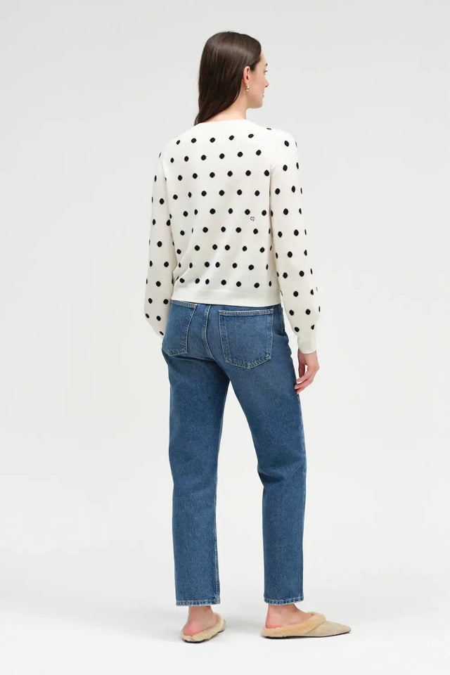 Cream Wool-Cashmere Polka Dot Sweater image 3