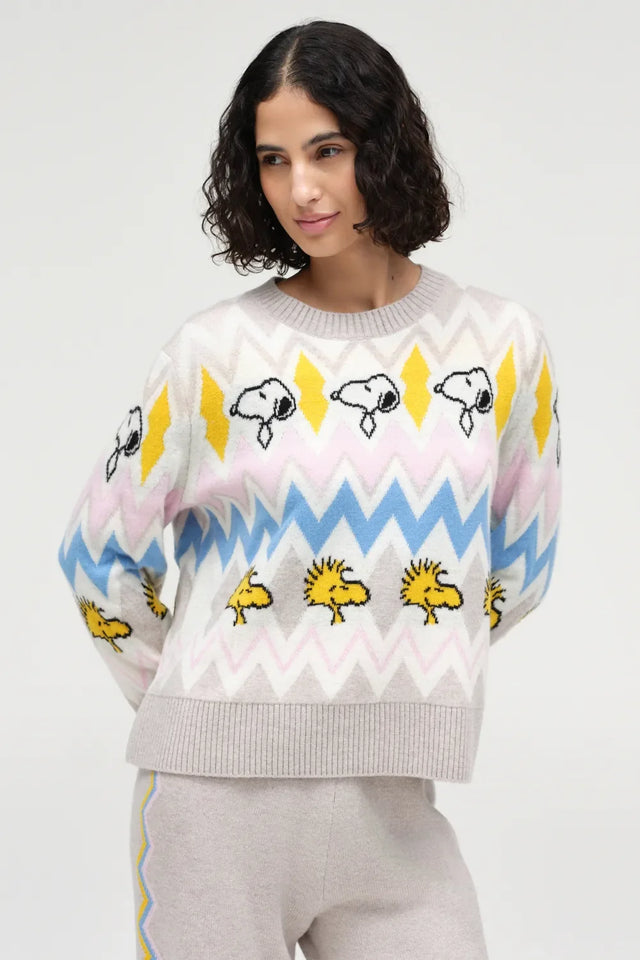 Multi Wool-Cashmere Snoopy Fairisle Sweater image 1
