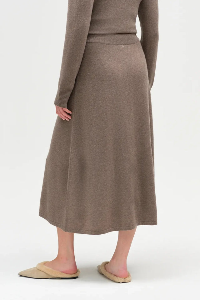 Mushroom Wool-Cashmere Argyle Skirt image 4