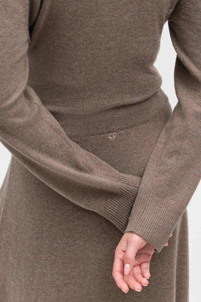 Mushroom Wool-Cashmere Argyle Skirt image 5