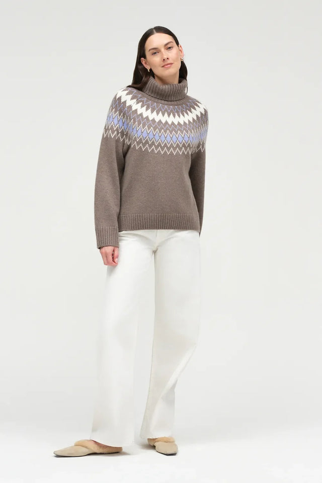 Mushroom Wool-Cashmere Fair Isle Rollneck Sweater image 2