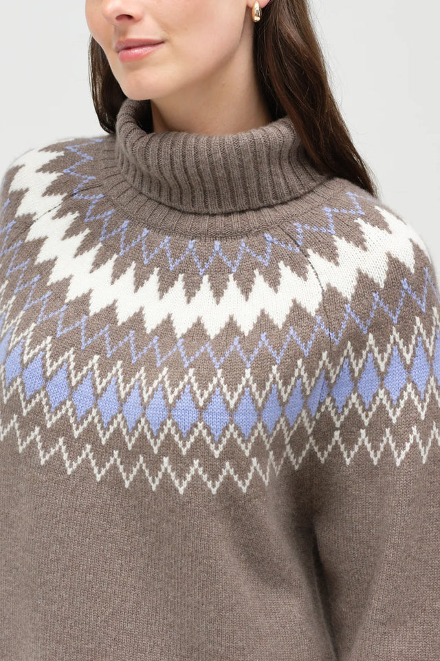 Mushroom Wool-Cashmere Fair Isle Rollneck Sweater image 5