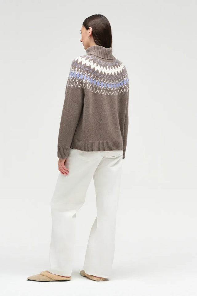 Mushroom Wool-Cashmere Fair Isle Rollneck Sweater image 4