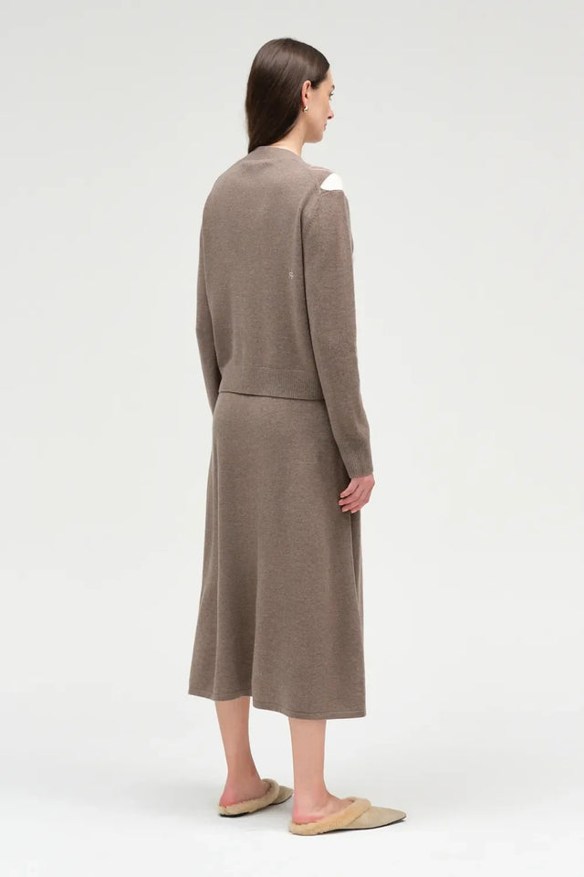 Mushroom Wool-Cashmere Argyle Skirt image 3