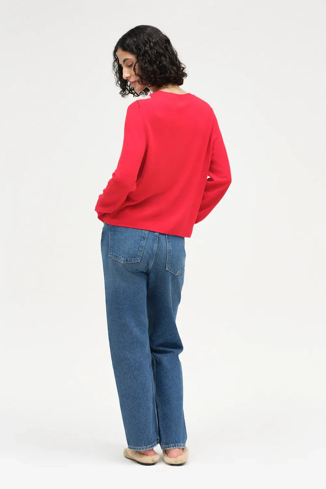 Red Wool-Cashmere Argyle Sweater image 4