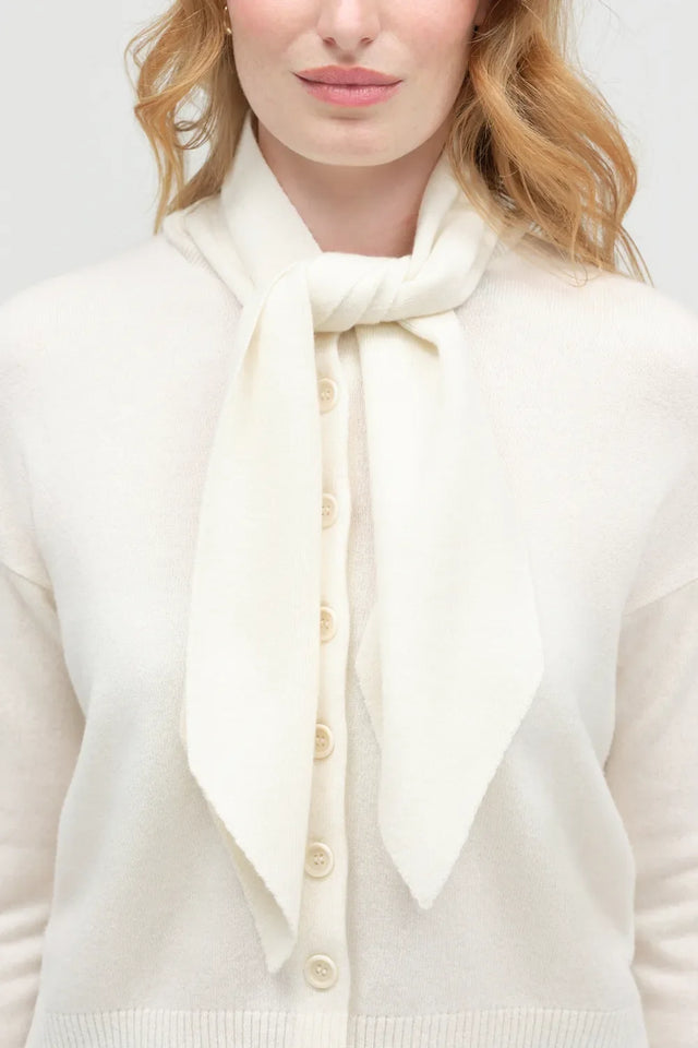 Cream Wool-Cashmere Tie Neck Cardigan image 4