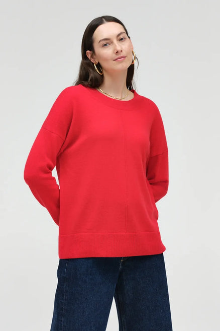 Velvet-Red Wool-Cashmere Slouchy Sweater