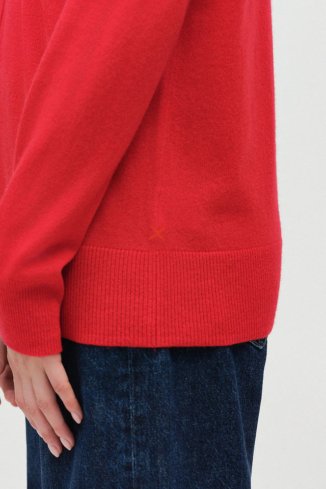 Velvet-Red Wool-Cashmere Slouchy Sweater image 5