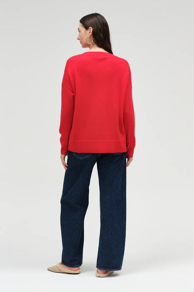 Velvet-Red Wool-Cashmere Slouchy Sweater image 4