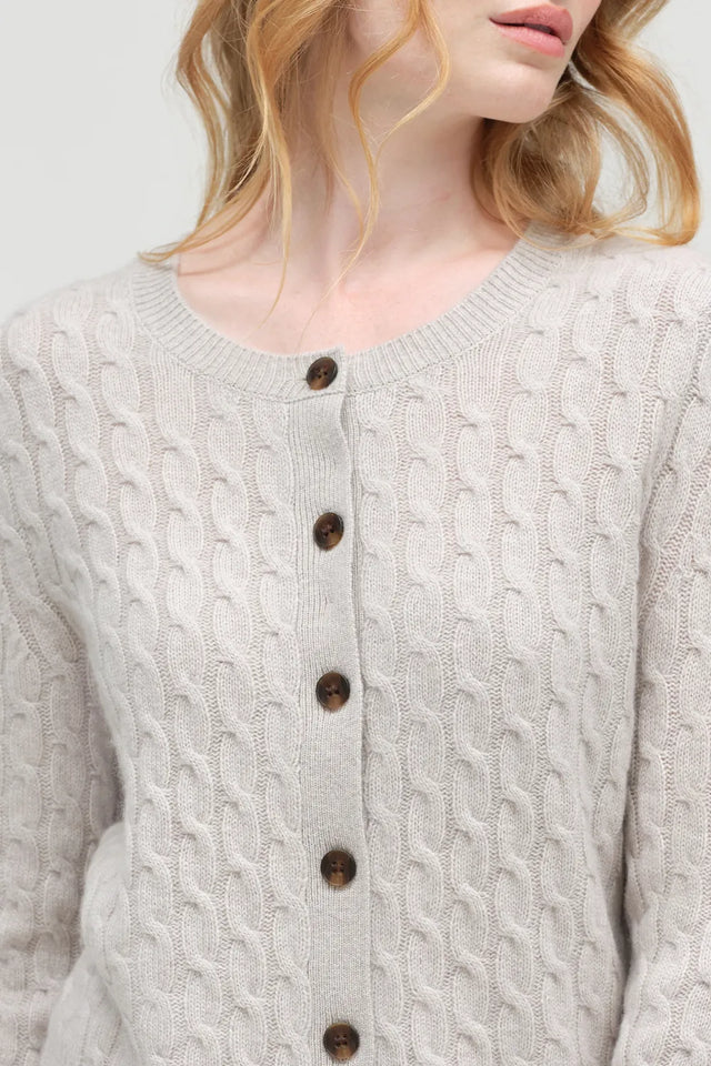 Chinchilla Pure Cashmere Cable Cardigan image 5