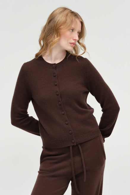 Chocolate Pure Cashmere Camille Cardigan