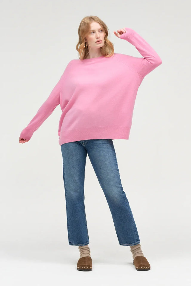 Flamingo-Pink Pure Cashmere Slouchy Sweater image 3