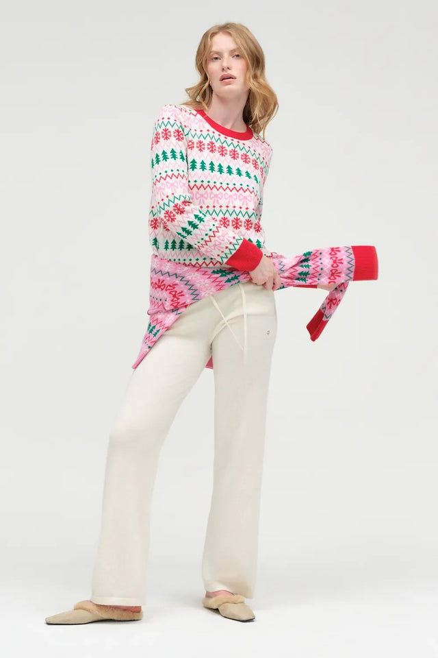 Cream Wool-Cashmere Christmas Fairisle Sweater image 3