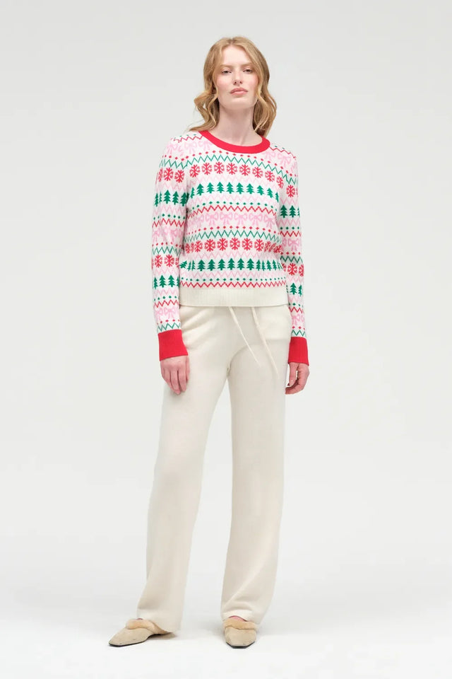Cream Wool-Cashmere Christmas Fairisle Sweater image 2