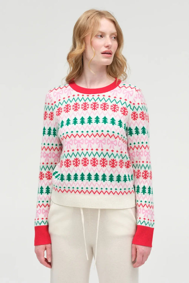 Cream Wool-Cashmere Christmas Fairisle Sweater image 5