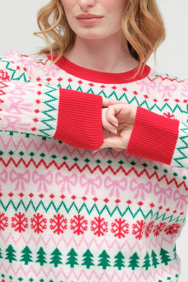 Cream Wool-Cashmere Christmas Fairisle Sweater image 6