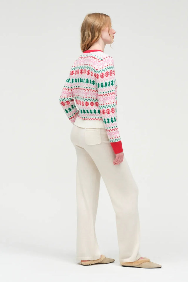 Cream Wool-Cashmere Christmas Fairisle Sweater image 4