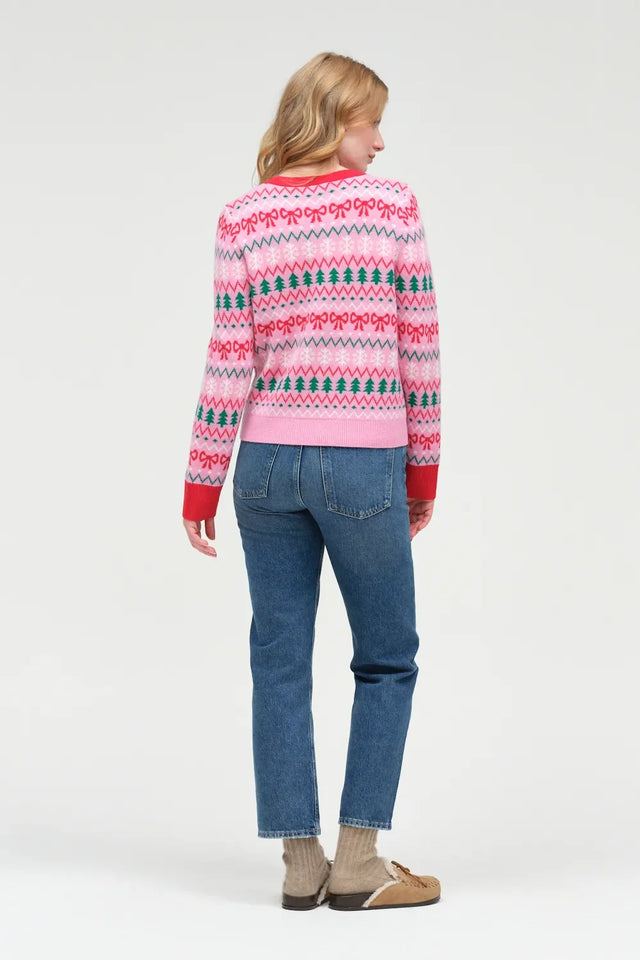 Pink Wool-Cashmere Christmas Fairisle Sweater image 3
