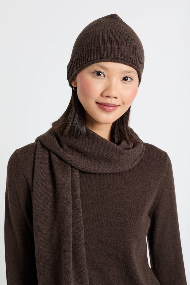 Chocolate Wool-Cashmere Beanie image 1
