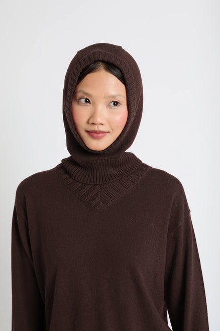Chocolate Wool-Cashmere Balaclava