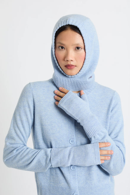 Baby-Blue Wool-Cashmere Fingerless Gloves