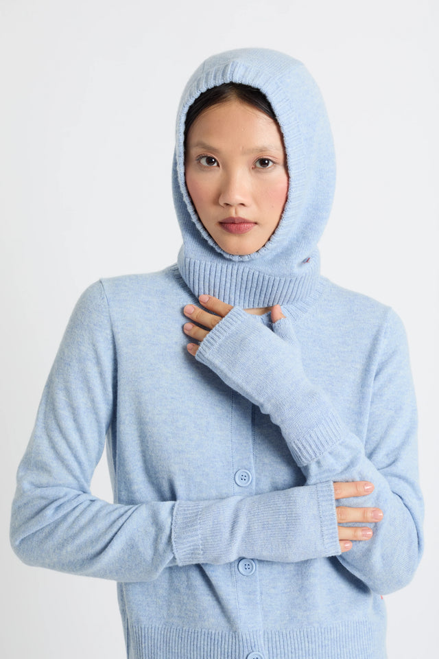 Baby-Blue Wool-Cashmere Fingerless Gloves image 1