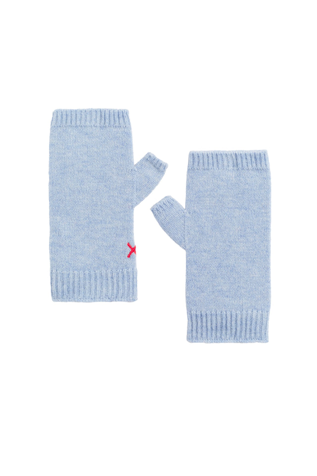 Baby-Blue Wool-Cashmere Fingerless Gloves image 2