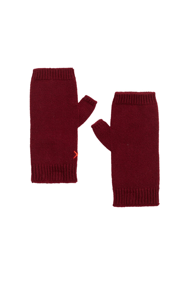 Claret Wool-Cashmere Fingerless Gloves image 2