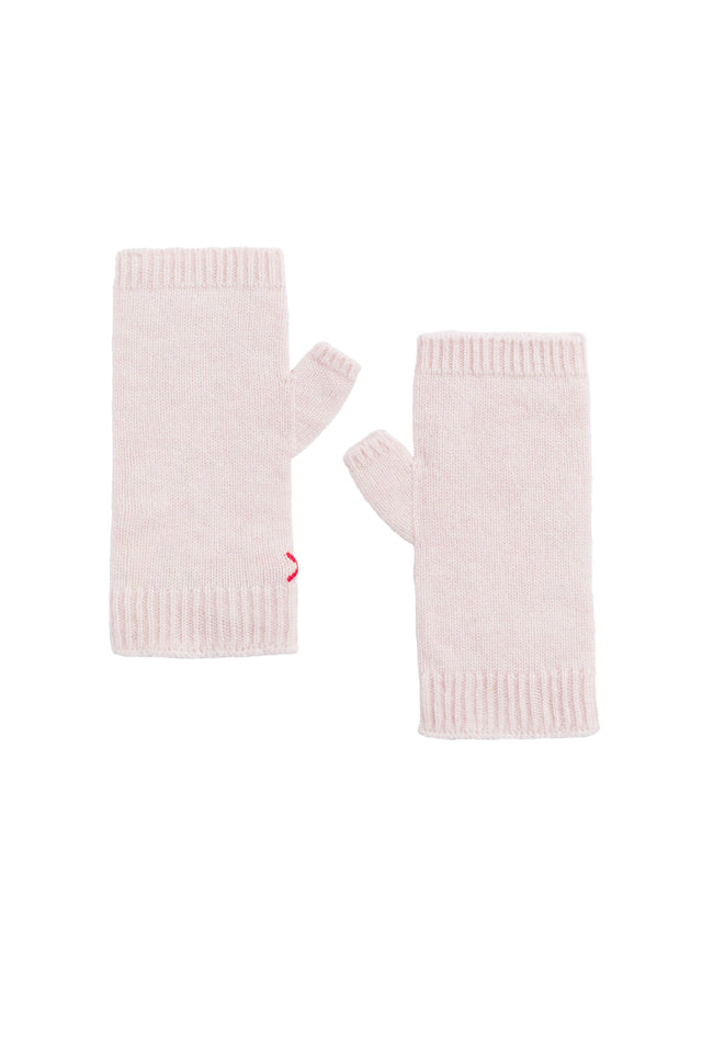 Pink-Melange Wool-Cashmere Fingerless Gloves image 2