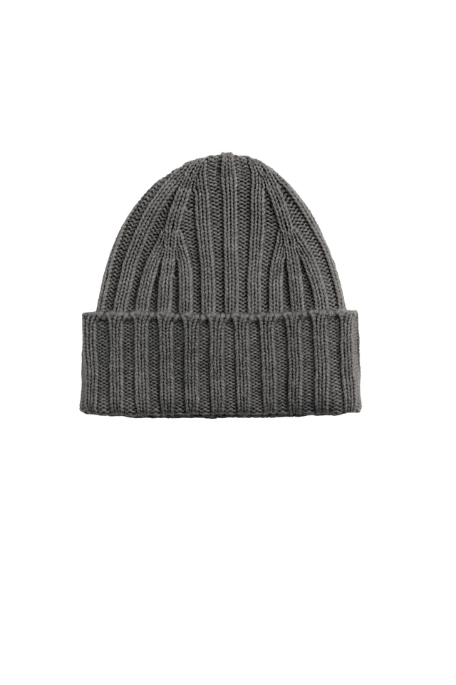 Grey Wool-Cashmere Ribbed Hat image 2