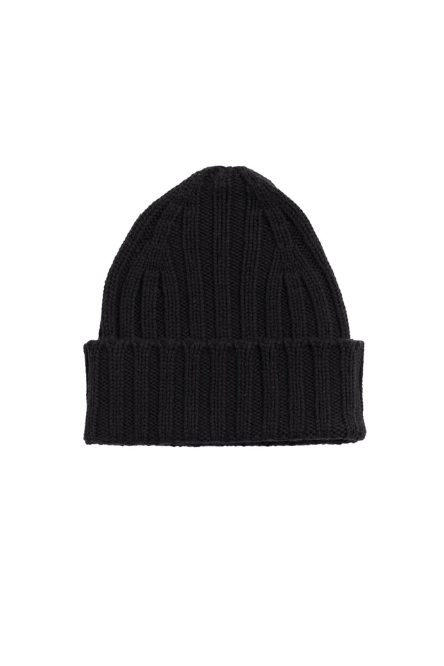 Black Wool-Cashmere Ribbed Hat image 2