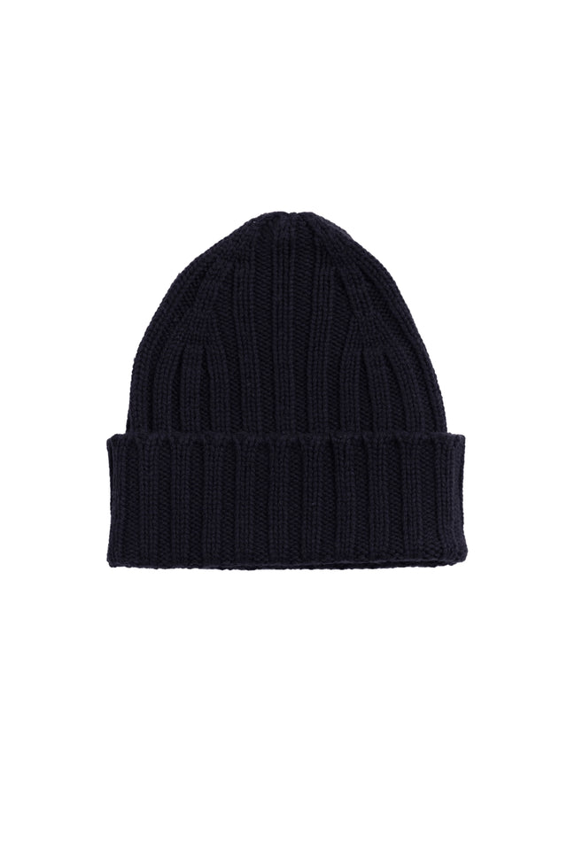 Navy Wool-Cashmere Ribbed Hat image 2